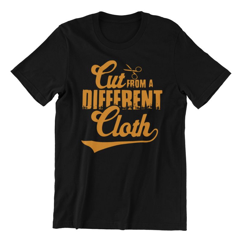 Cut from a Different Cloth T-Shirt, Black with Gold Design, Retro Style Graphic