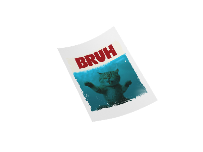 Bruh Funny Cat Meme DTF Decal - 11” Unique Design for Cat Lovers