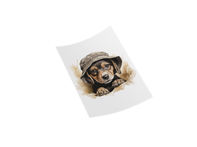 Beagle in Hat DTF Transfer - 11" Stylish T-Shirt and Bag Decal