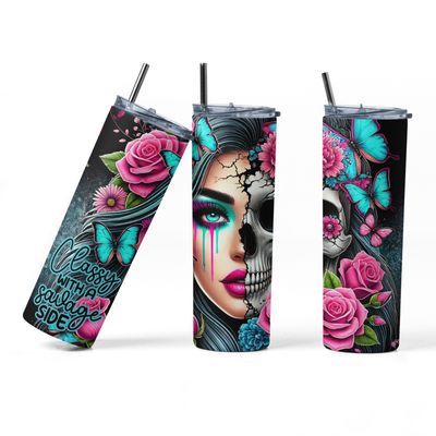 Sassy Sugar Skull 20 oz Stainless Steel Tumbler