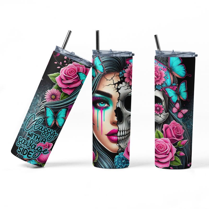 Sassy Sugar Skull 20 oz Stainless Steel Tumbler