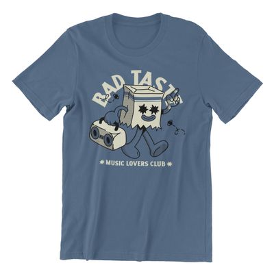 Bad Taste Music Lovers Club Indigo Blue Cotton Crew Neck T-Shirt.