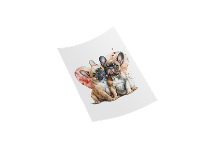 French Bulldog Love DTF Transfer Design, Watercolor Puppy Print for T-Shirts, DIY Crafting