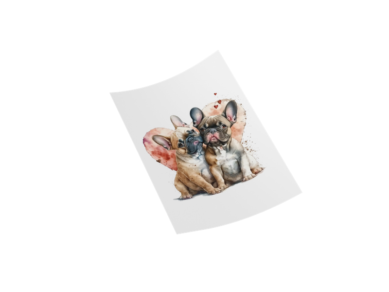 French Bulldog Love DTF Transfer Design, Watercolor Puppy Print for T-Shirts, DIY Crafting