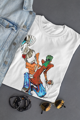 Urban Graffiti Style Graphic T-Shirt, White Cotton and Street Art Design Tumbler