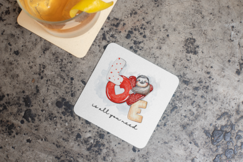 LOVE Mug &amp; Coaster Set - Beatles Lyrics Design 6
