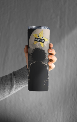 Anime Fans 20 oz Insulated Stainless-Steel Skinny Tumbler Cup with Star Design Silhouette.