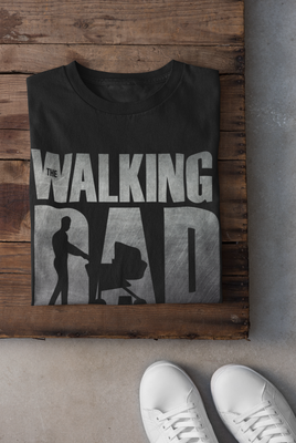 Walking Daddy T-Shirt, Funny Stroller Design, Black or White Cotton Casual Tee