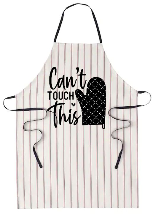 Funny Kitchen Apron with Unique Design, Striped Pattern, Black and White