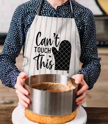 Funny Kitchen Apron with Unique Design, Striped Pattern, Black and White