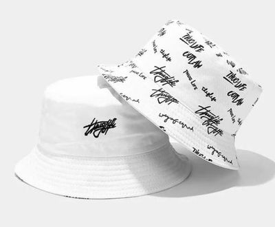 Unisex Reversible Summer Bucket Hat - Black and White Fishing Cap