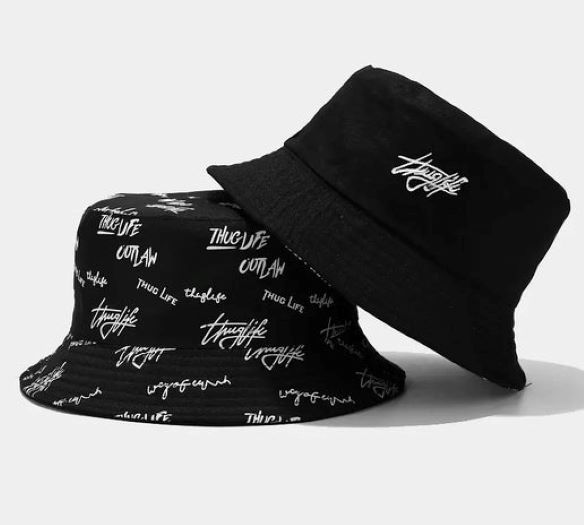 Unisex Reversible Summer Bucket Hat - Black and White Fishing Cap