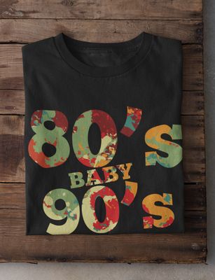 80's and 90's Retro Iron-On Transfer - Vintage Cassette Design black t-shirt.