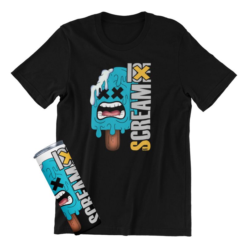 Scream IX Ice Cream Graphic T-Shirt, White and Black Colors, Custom Design