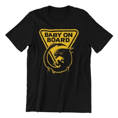 Funny Alien Baby on Board T-Shirt - Black Unisex Adult Design