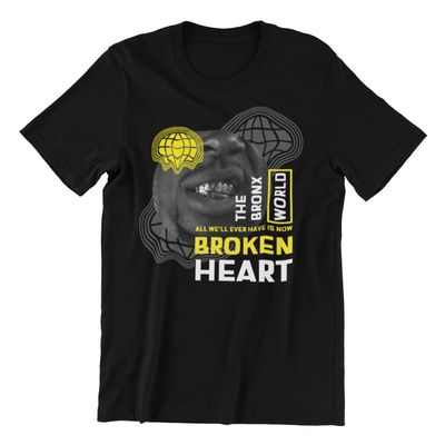 Vintage Black Broken Heart World Graphic T-Shirt - Cotton Style