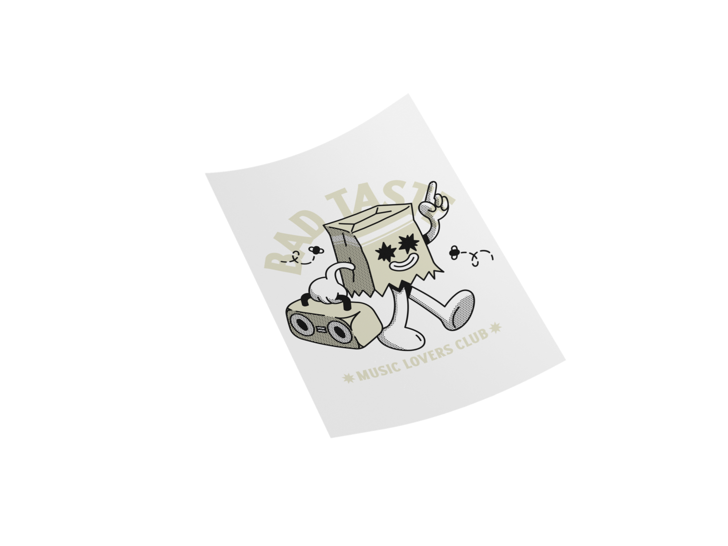 Funny Retro T-Shirt Design featuring Unique 9" Original BAD TASTE Graphic Print.