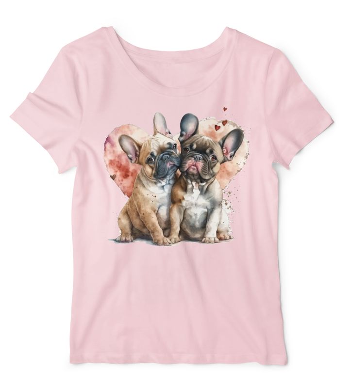 French Bulldog Love DTF Transfer Design, Watercolor Puppy Print for T-Shirts, DIY Crafting