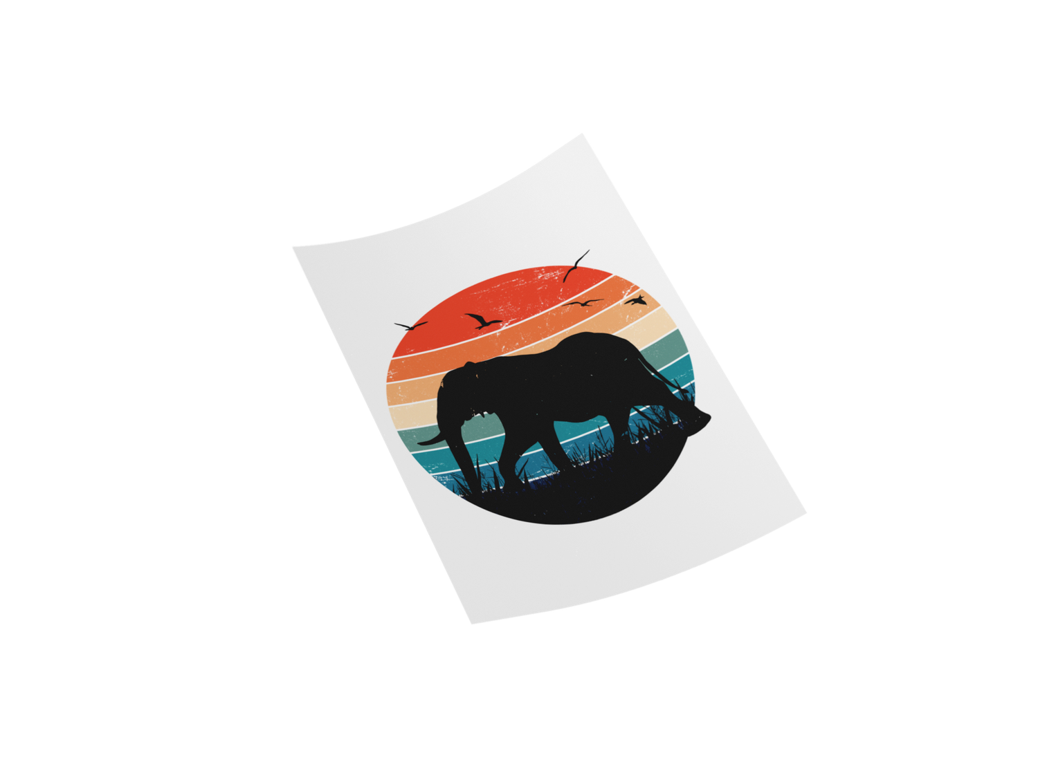 Sunset Safari: Retro Elephant 12" DTF Transfer