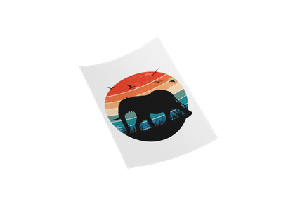 Sunset Safari: Retro Elephant 12" DTF Transfer
