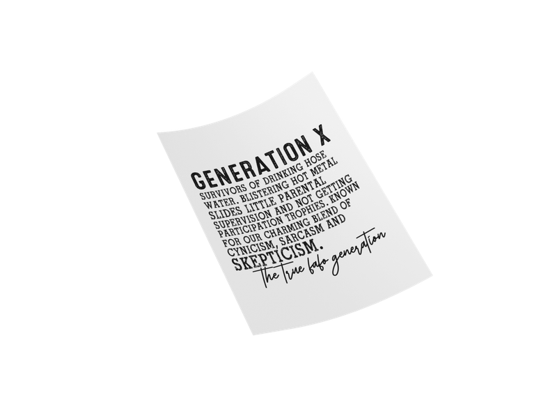 Gen X DTF Fabric Transfer - Front and Back Design