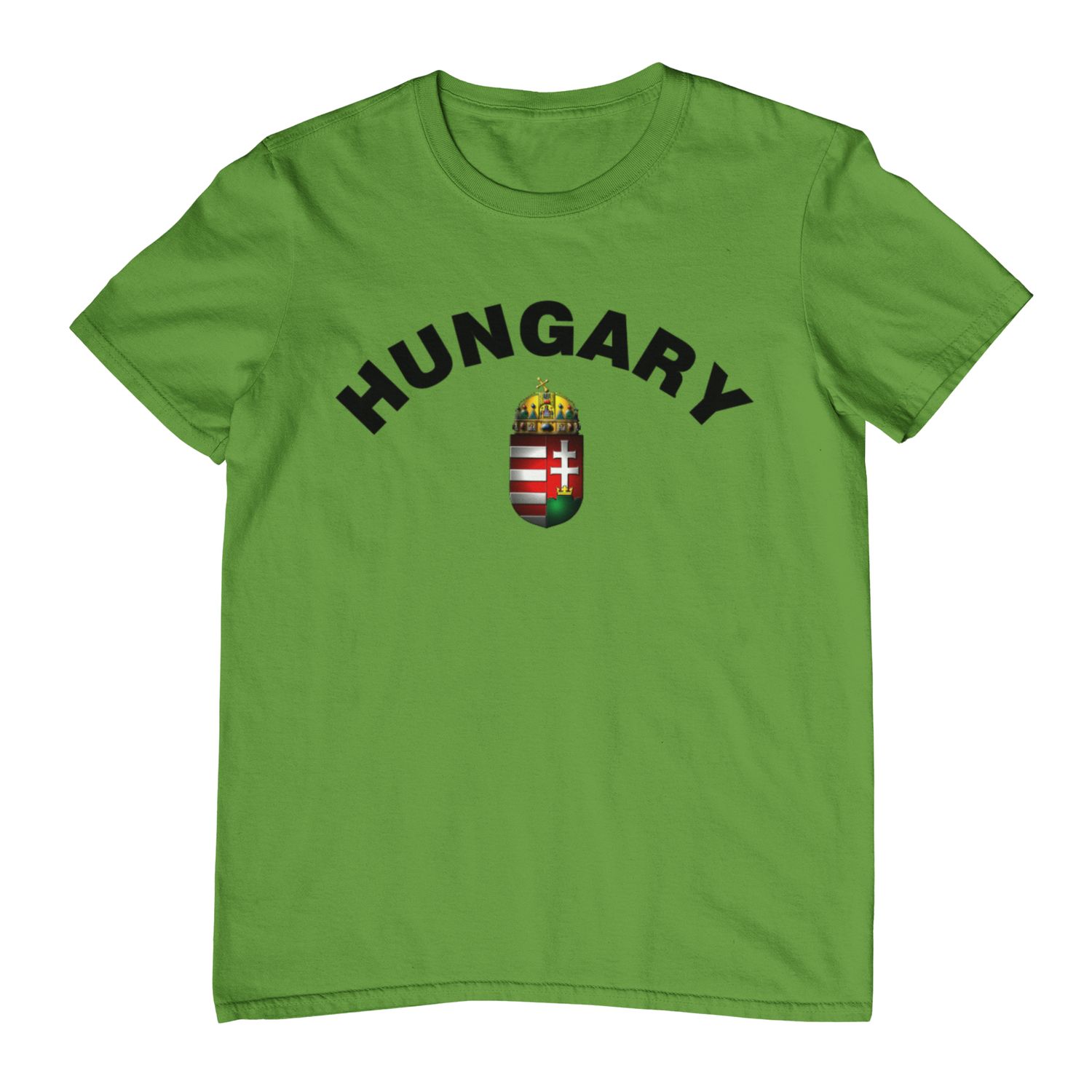 Hungarian Coat of Arms Design Kid's Green T-Shirt with Text Logo.