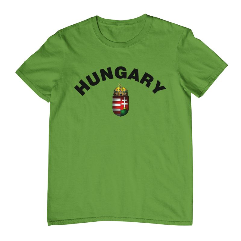 Hungarian Coat of Arms Design Kid's Green T-Shirt with Text Logo.