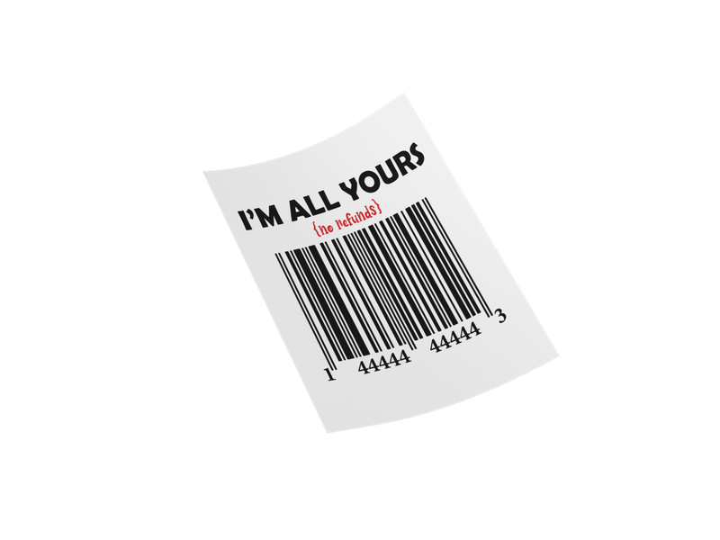 Love Barcode: I'm All Yours 11" Decal