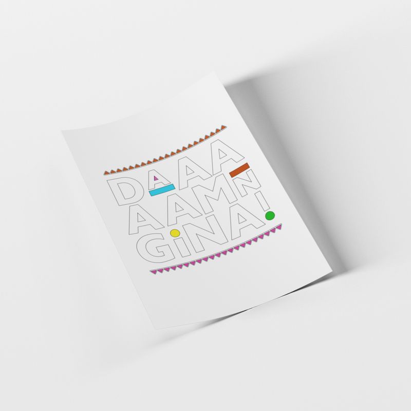 Daaamn Gina Retro design DTF Transfer Iron on Decal