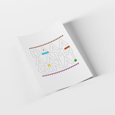 Daaamn Gina Retro design DTF Transfer Iron on Decal
