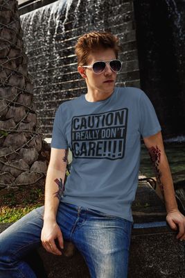 Caution I don't care Funny DTF Transfer Iron on Decal