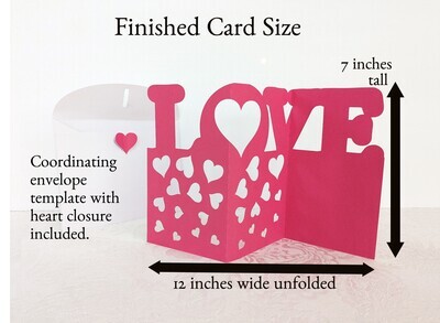 Craft a unique DIY card for Valentine’s Day, wedding, engagement, or anniversary that says “LOVE” with this digital SVG template from Bella Carta Design