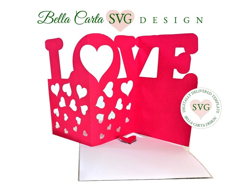 Craft a unique DIY card for Valentine’s Day, wedding, engagement, or anniversary that says “LOVE” with this digital SVG template from Bella Carta Design
