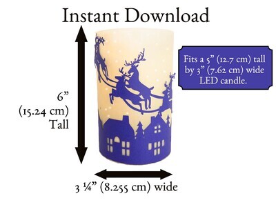  holiday LED lantern of Santa soaring above a Snowy Village made with a 3D SVG template.