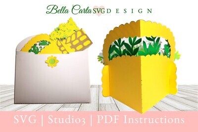 Flower Basket 3D SVG Card in envelope