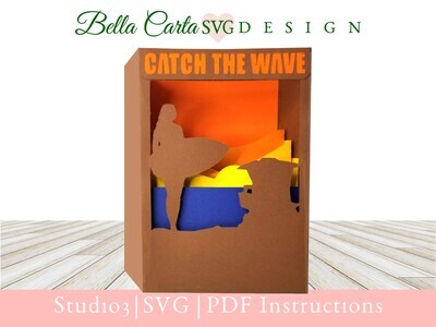 Create a unique 3D Sunset Surf 3D Shadowbox Card using this digital SVG template with your Cricut, Silhouette or other cutting machines. Instantly download this digital template to make a unique and memorable card. 