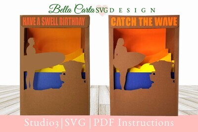 Create a unique 3D Sunset Surf 3D Shadowbox Card using this digital SVG template with your Cricut, Silhouette or other cutting machines. Instantly download this digital template to make a unique and memorable card. 