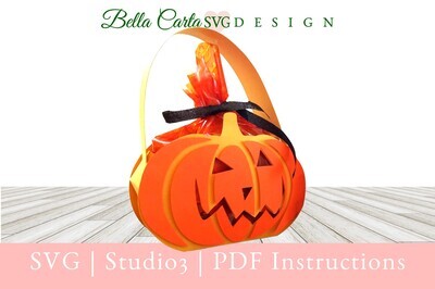 Halloween basket that looks like an orange Jack O&#39;Lantern made with a 3D SVG.
