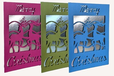 Create a Christmas Card with elegant reindeer using this SVG template in any color you like. 