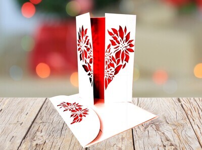Create a unique DIY card or wedding invitation using this digital SVG template. Instantly download this digital Gate Fold Card template that features a heart made of flowers