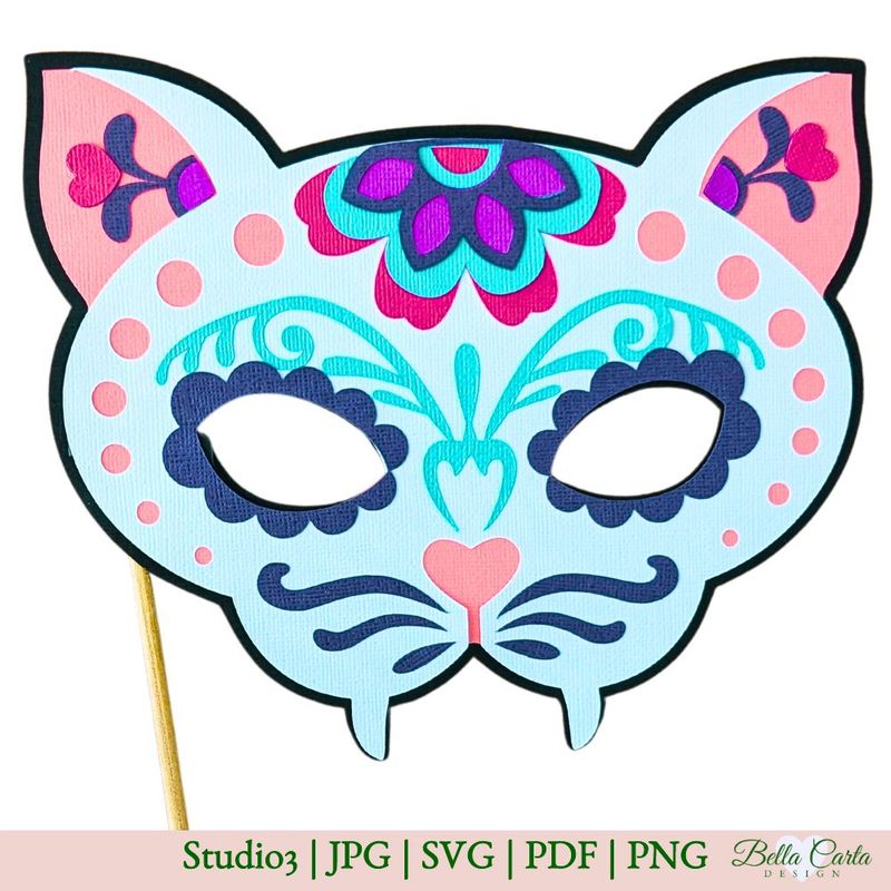 Day of the Dead Cat Mask