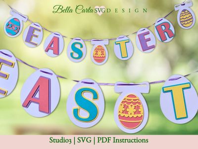 Easter Eggs 3D SVG Banner