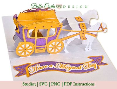 Fairytale Carriage Pop Up Card 3D SVG