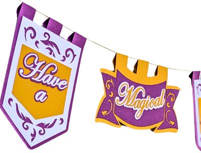 Fairytale Princess Party Banner Layered SVG, PDF