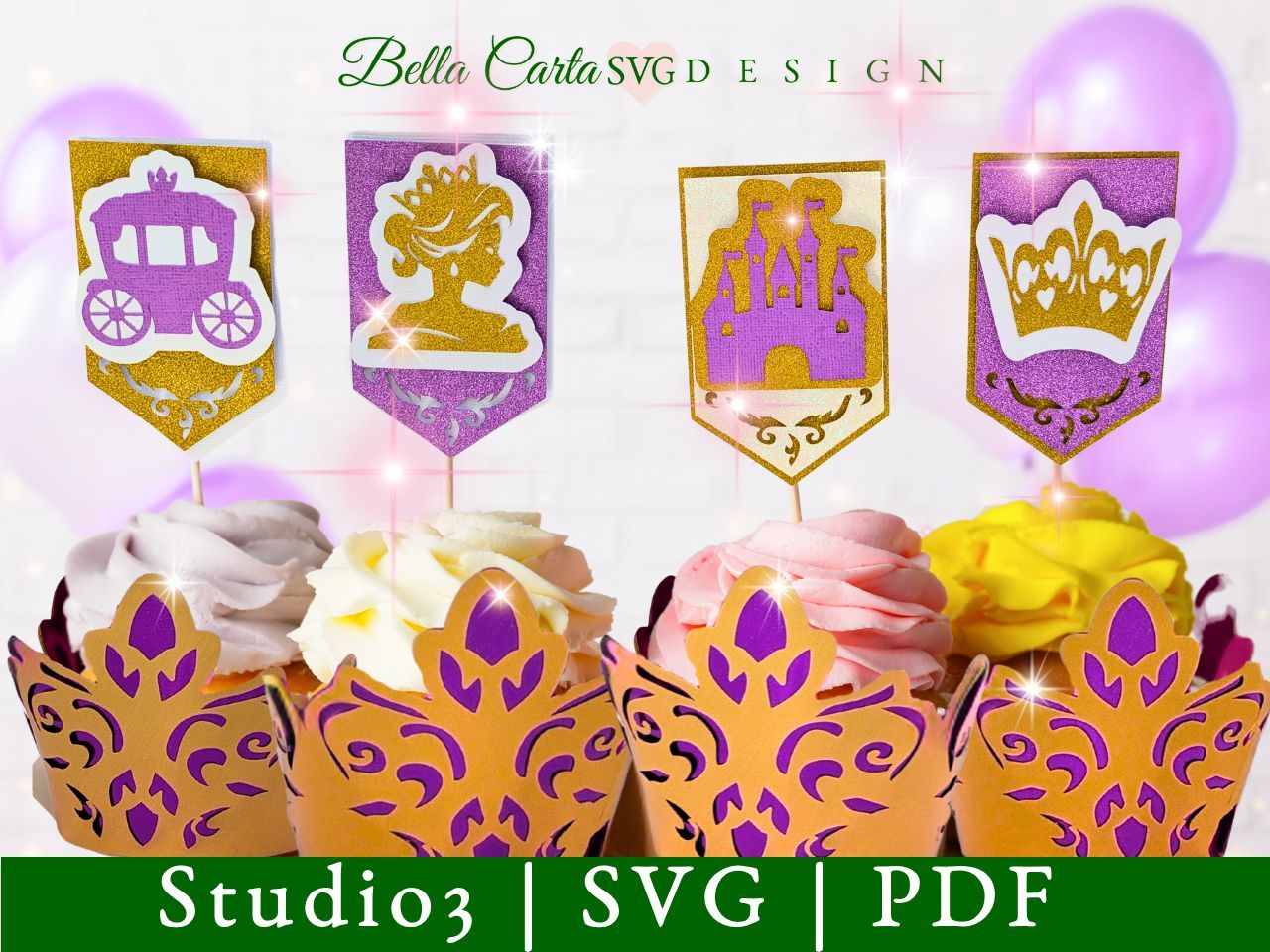 Fairytale Cupcake Decor Layered SVG, PDF