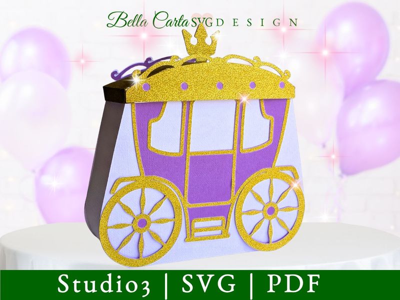 Fairytale Carriage Gift Box 3D SVG + PDF