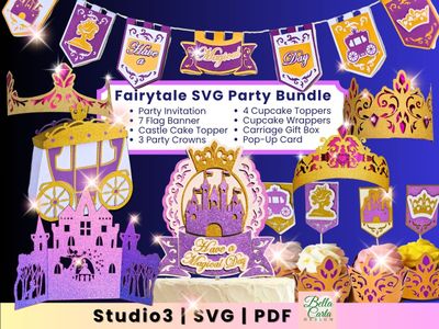 Magical 3D SVG party bundle for princess birthdays, weddings, showers &amp; more. For Cricut, Silhouette &amp; laser cutters.