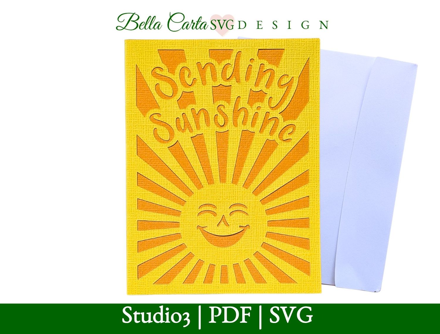 Sunshine Kindness Card SVG + PDF - Thinking of You, Get Well and Sympathy Card Template for Cricut, Silhouette, and Laser Cut
