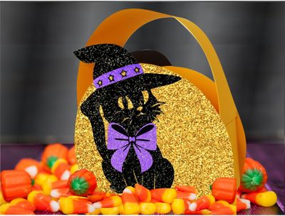 Halloween Black Cat Basket