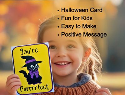 Cute Black Cat Card SVG + PDF